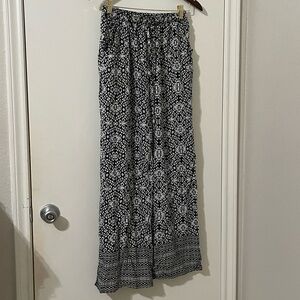 Love Wish Boho Palazzo Pants - Black/White Geometric Print Size L